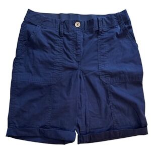 Chicos Women's Navy Blue Cargo Shorts Sz OO Us Sz 2 Stretch Elastic Waist EUC
